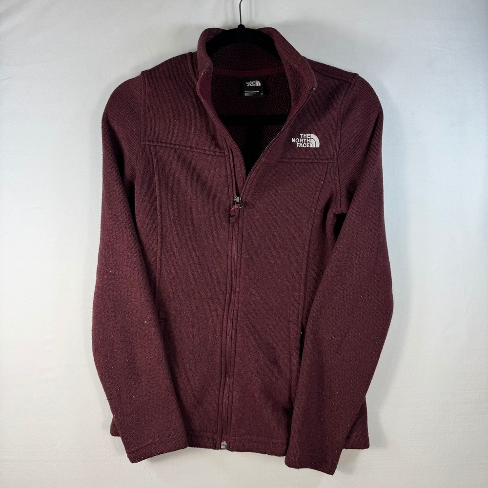 The North Face Womens Crescent Full Zip Fleece Jacket Maroon Burgundy Small